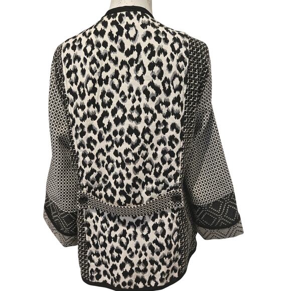 Mimi Hay Designs Black and White Mixed Media Button-Up Jacket - Wearable Art - Picture 5 of 9